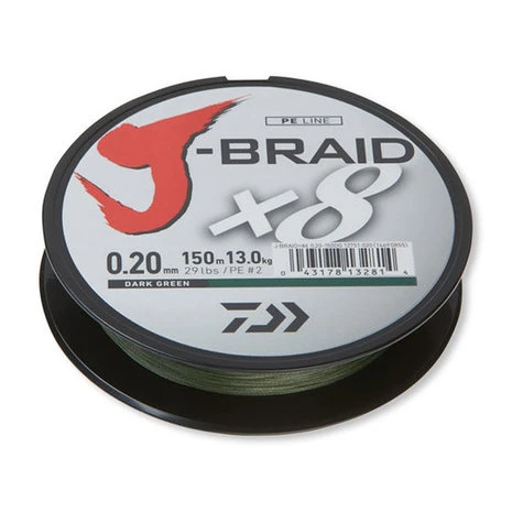 Daiwa - Lijn Gevlochten J-Braid X8 Dark Green 150m - Daiwa 2 Daiwa - Lijn Gevlochten J-Braid X8 Dark Green 150m - Daiwa - Afbeelding 2